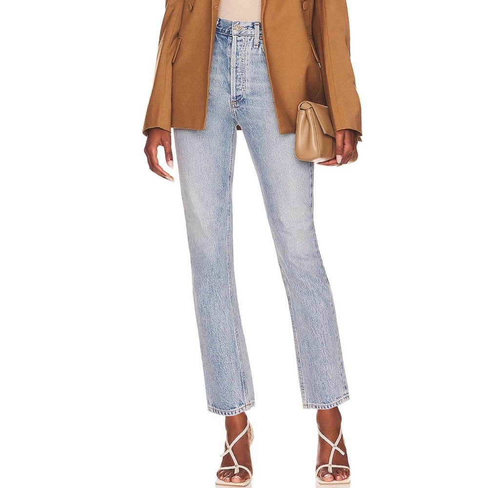 Agolde Riley High Rise Straight Crop in Renewal Size 25 Light Wash 100% Cotton